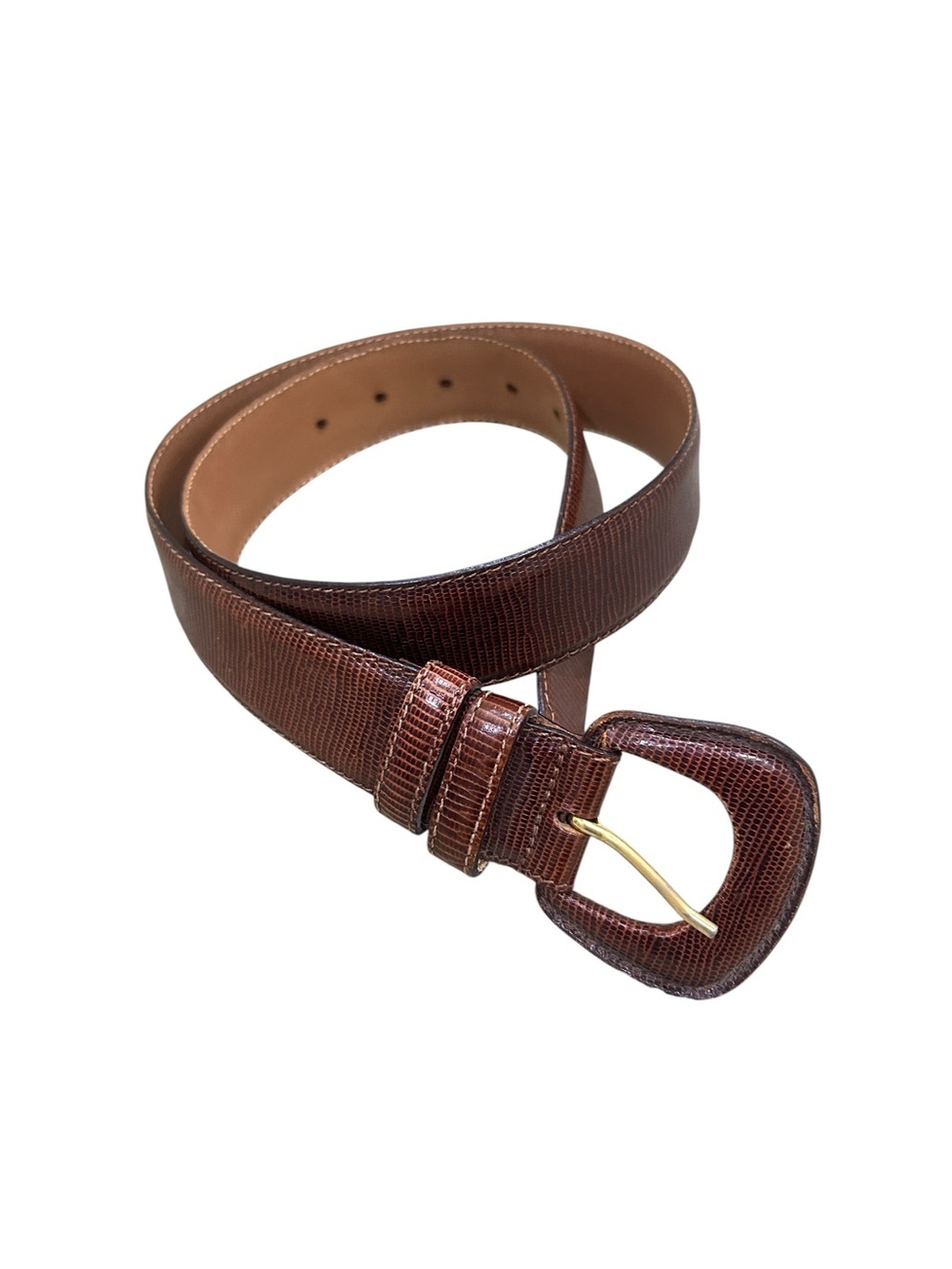 Brooks brothers caramel Brown genuine Leather Belt Gold-Tone accent size small